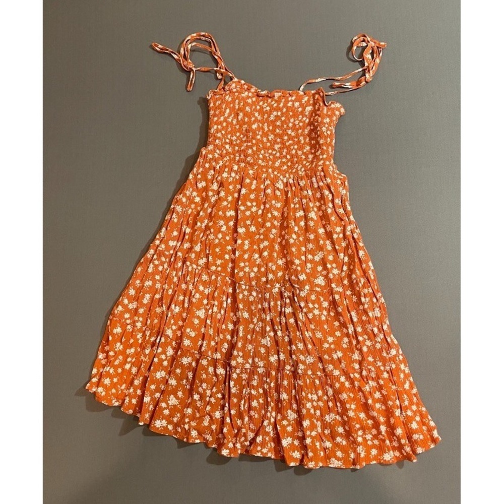 Abercrombie & Fitch Tie-Strap Tiered Orange Mini Dress XS